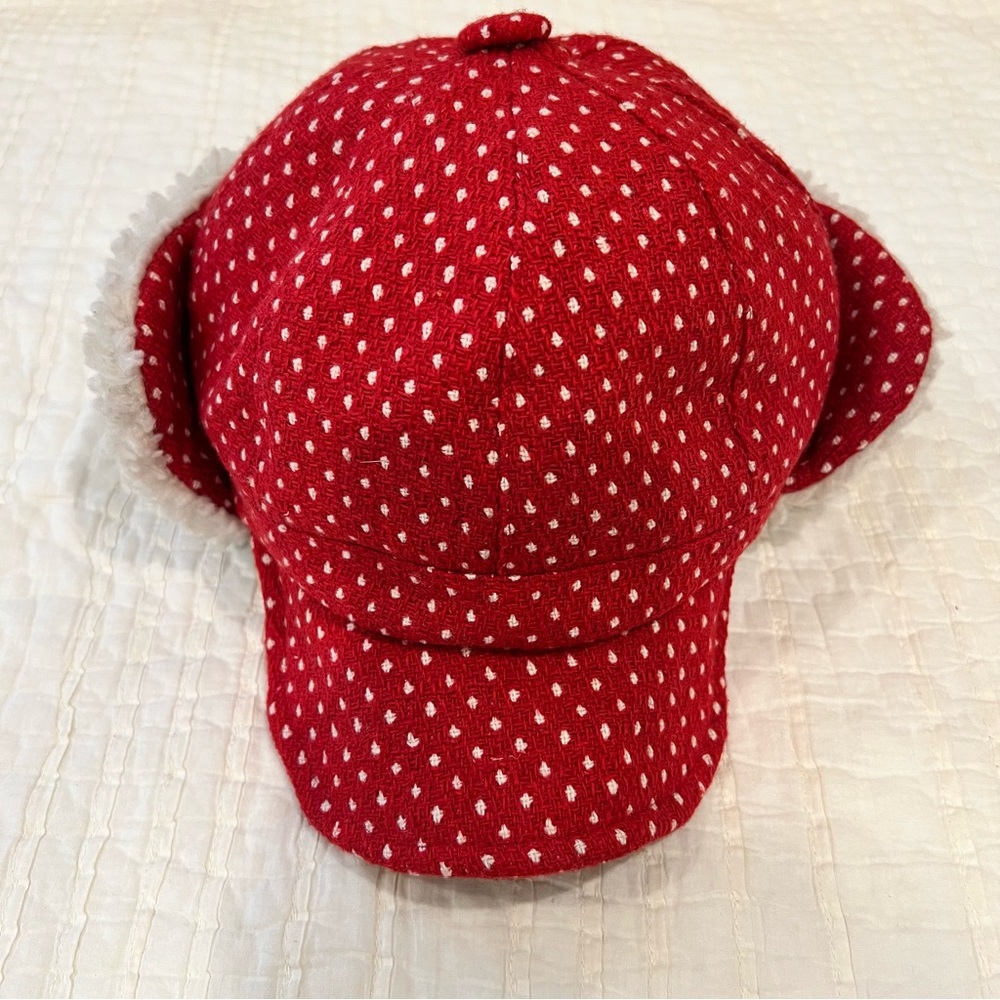 Red Polka Dot flap Sherpa hat